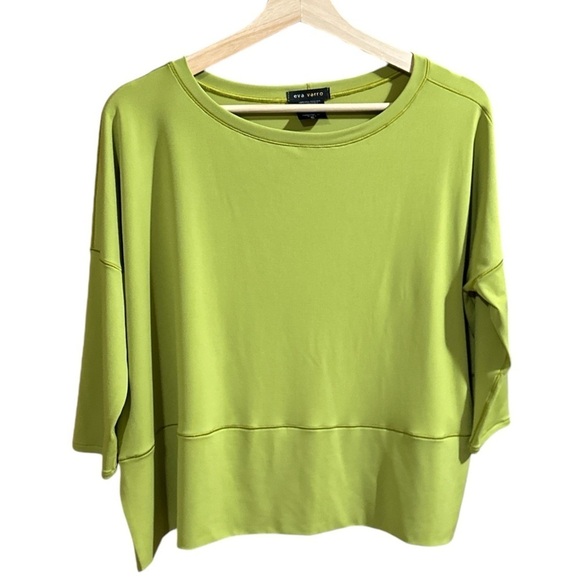 EUC - Eva Varro Chartreuse Crop 3/4 Dolman Sleeve Pull Over Womens Small - Picture 1 of 3